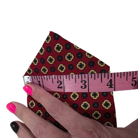 Faconnable Men Tie Necktie Designer Luxury Red Yellow Geometric Corporate Casual - Picture 12 of 13